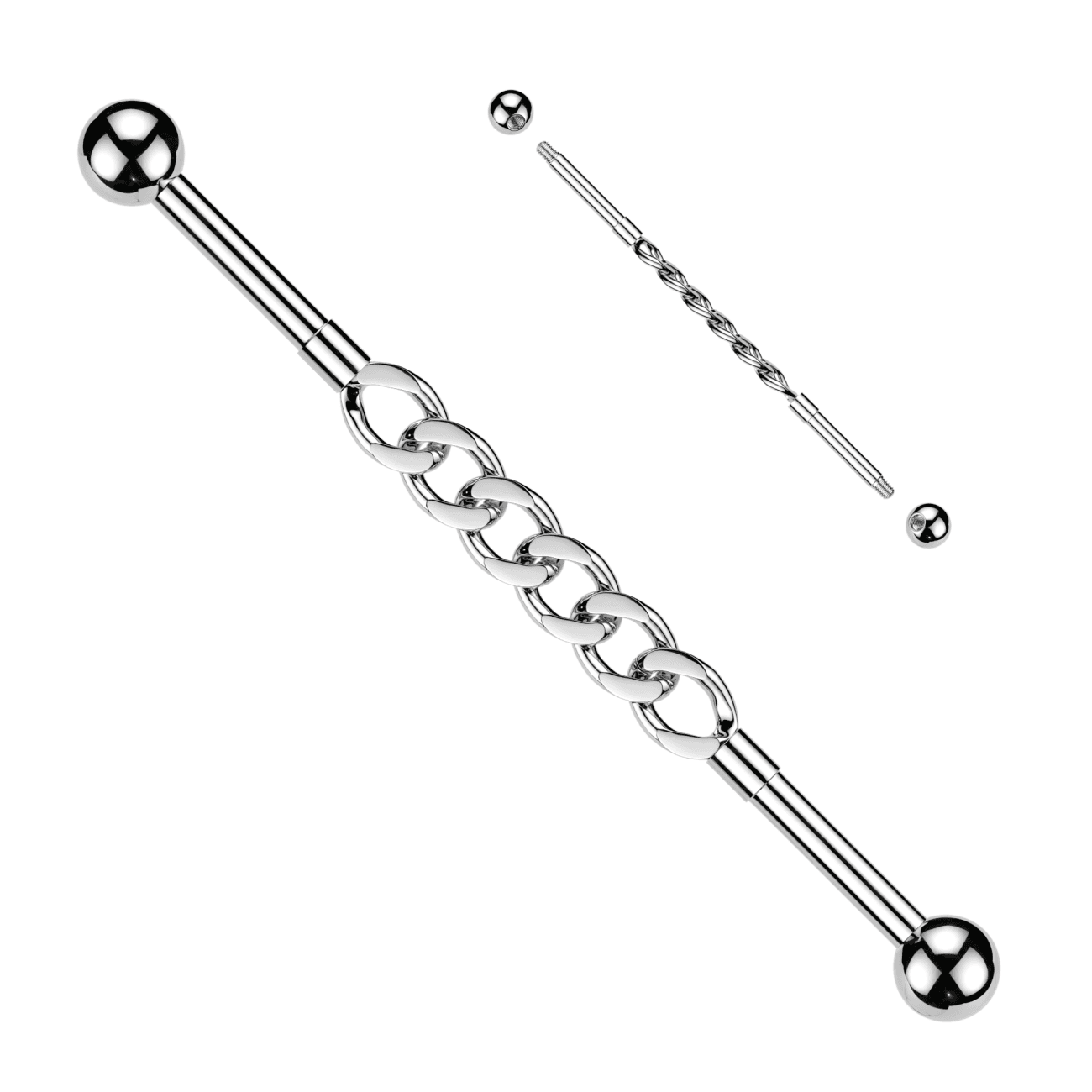 Ocelový industrial piercing řetěz