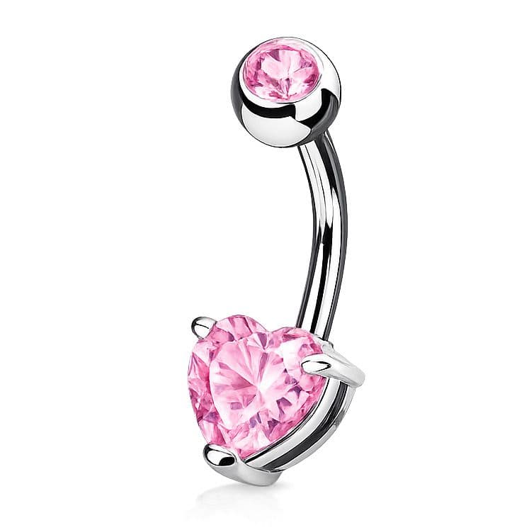 Piercing do pupíku srdce, barva: růžová
