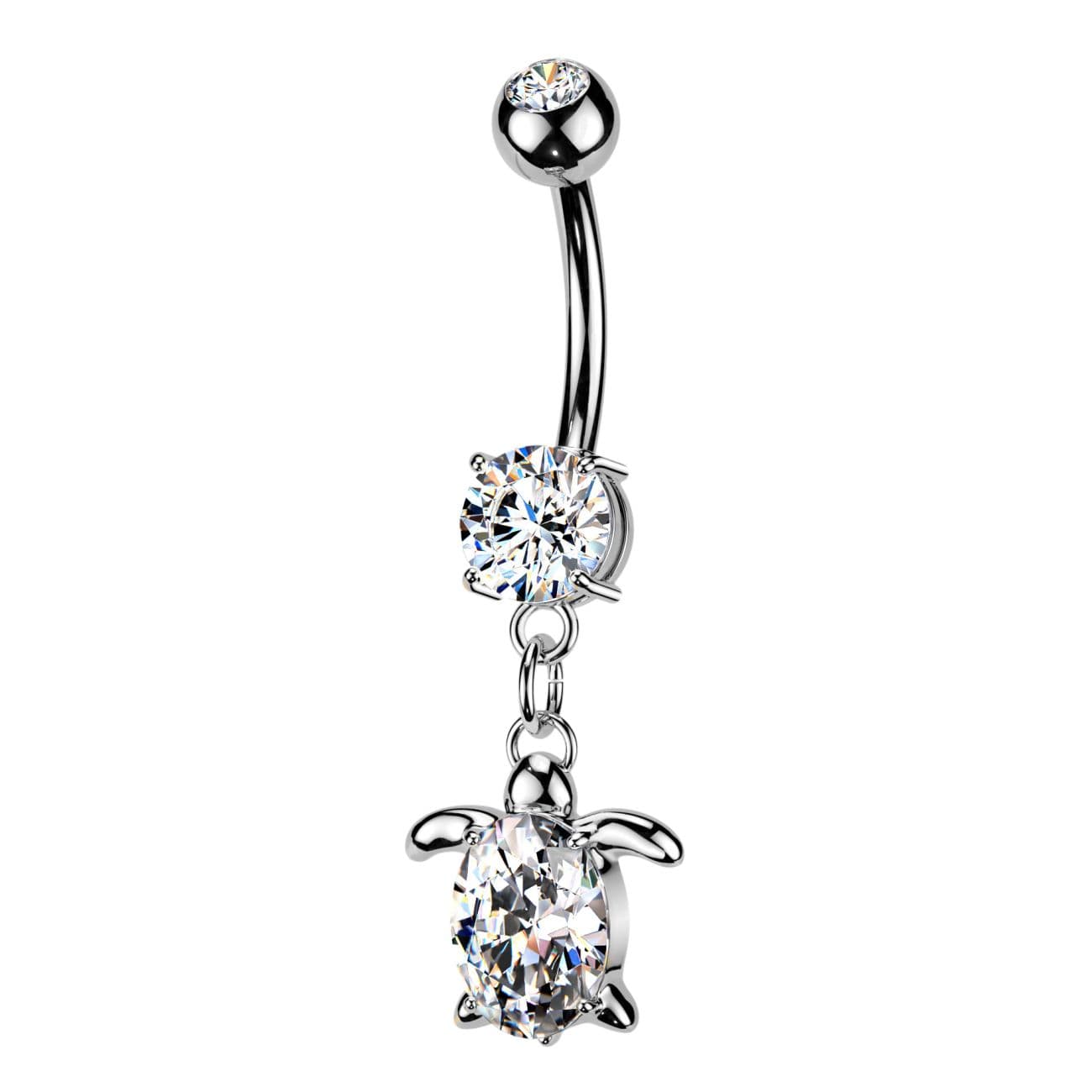 Visací piercing do pupíku želvička