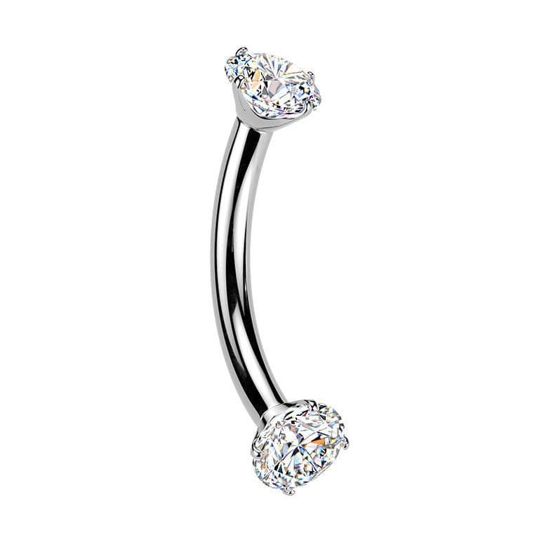 Luxusní piercing do obočí s Moissanity 2 x 0.11 ct, TITAN (1,2 x 8 mm)