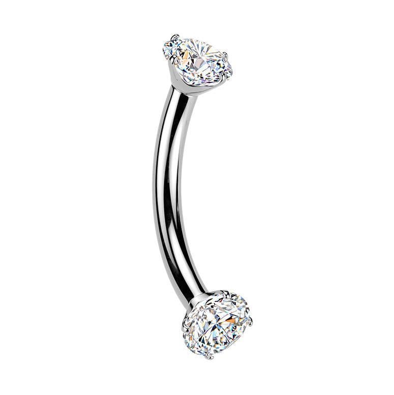 Luxusní piercing do obočí s Moissanity 2 x 0.11 ct, TITAN (1,2 x 10 mm)