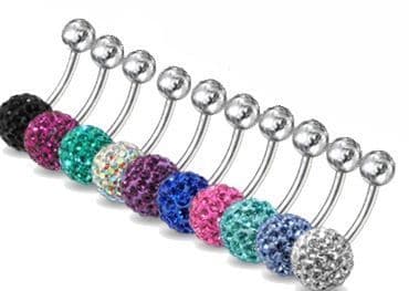 Piercing banánek chirurgická ocel se Swarovski krystalky PBFDBLY01 (fialová)