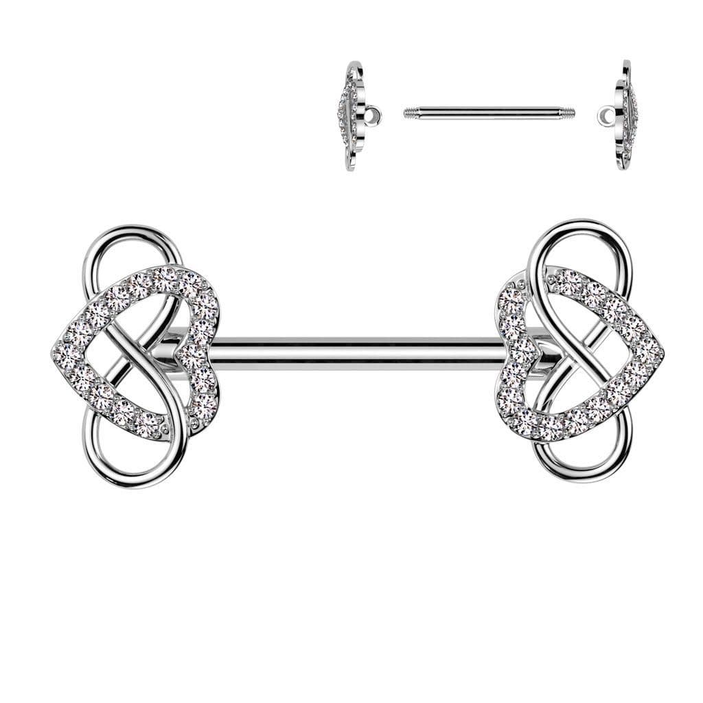 Piercing do bradavky - srdce a nekonečno