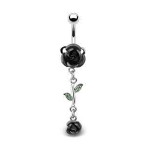 Piercing do pupíku - růžička (černá)