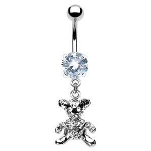Piercing do pupíku - medvídek (čirá, 1,6 x 10 mm)