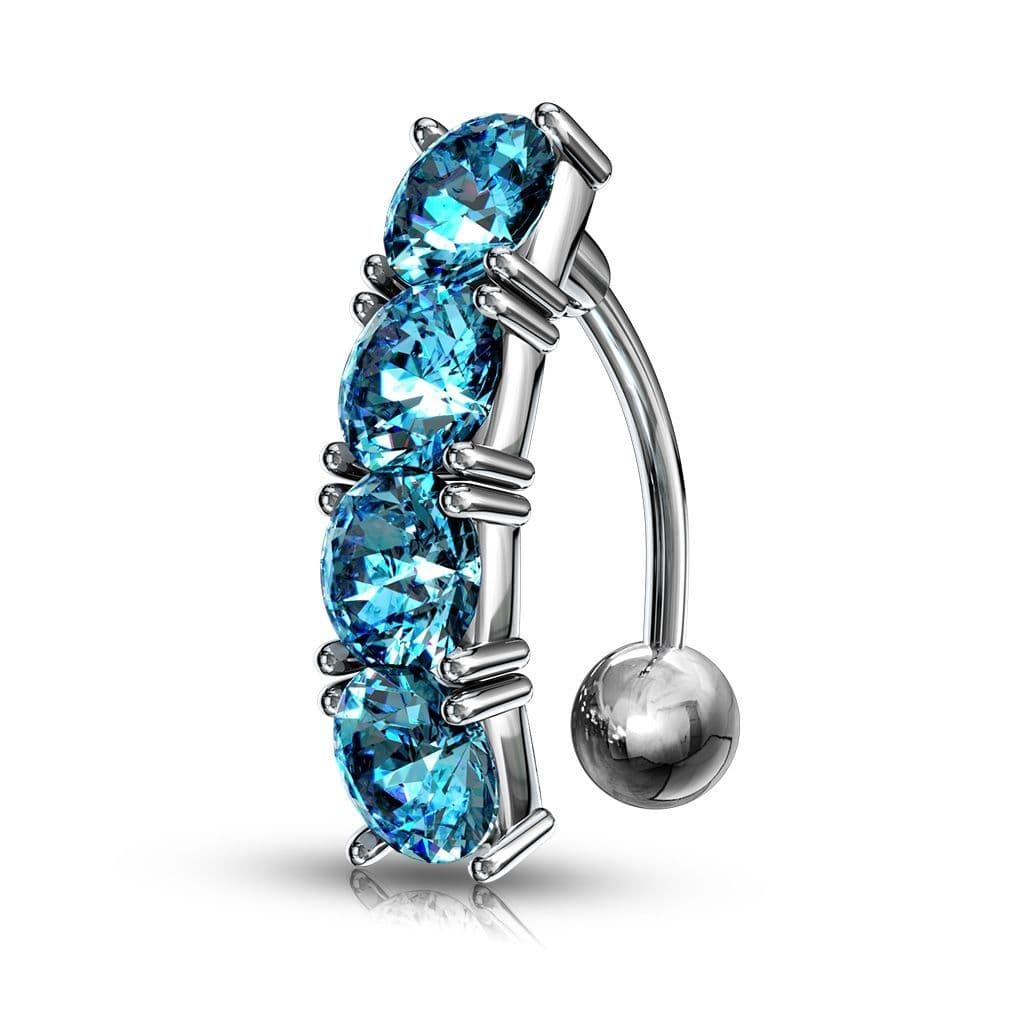 Piercing do pupíku s kamínky (tyrkysová)