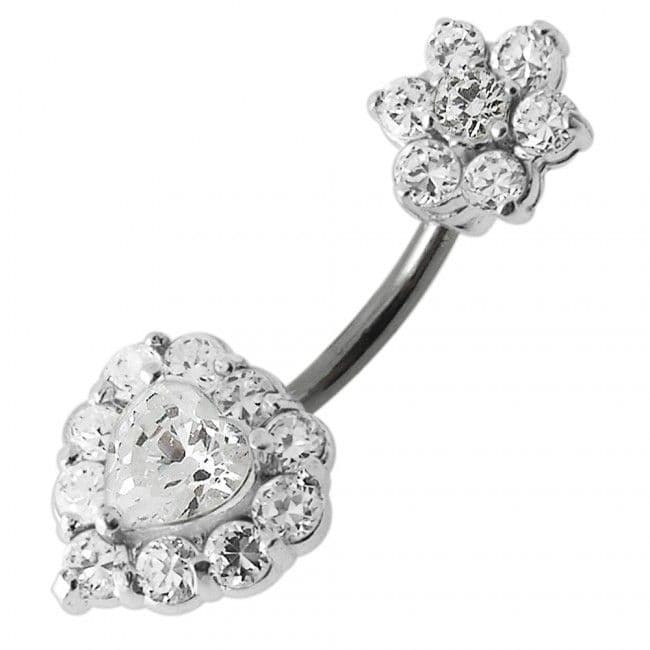 Stříbrný piercing do pupíku (čirá)