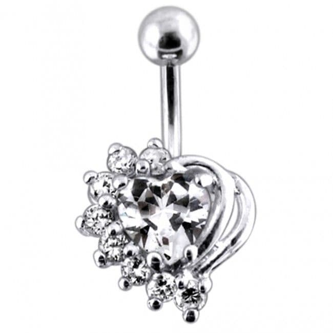 Stříbrný piercing do pupíku (čirá/čirá)