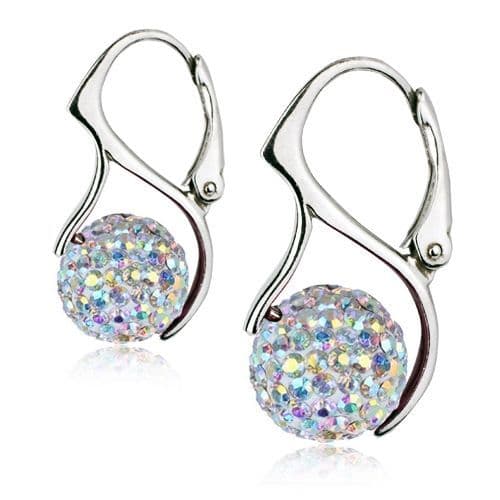 Stříbrné náušnice kuličky s krystaly Crystals from Swarovski,  Crystal AB