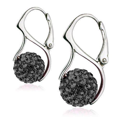 Stříbrné náušnice kuličky s krystaly Crystals from Swarovski,  Silver Night