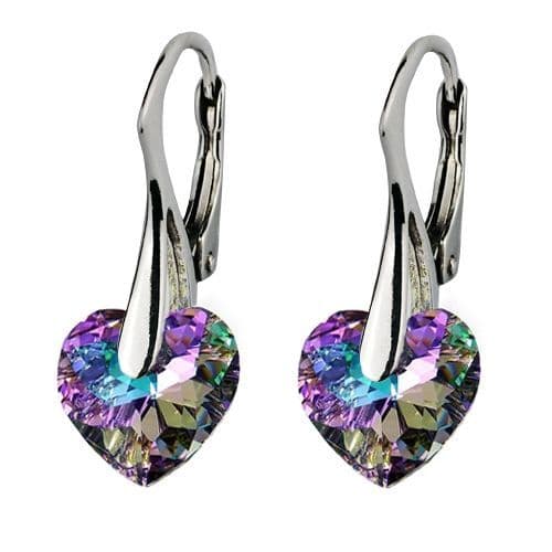 Stříbrné náušnice srdíčka s krystaly Crystals from Swarovski, Vitrail Light