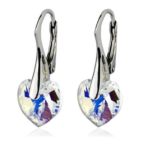 Stříbrné náušnice srdíčka s krystaly Crystals from Swarovski, Crystal AB