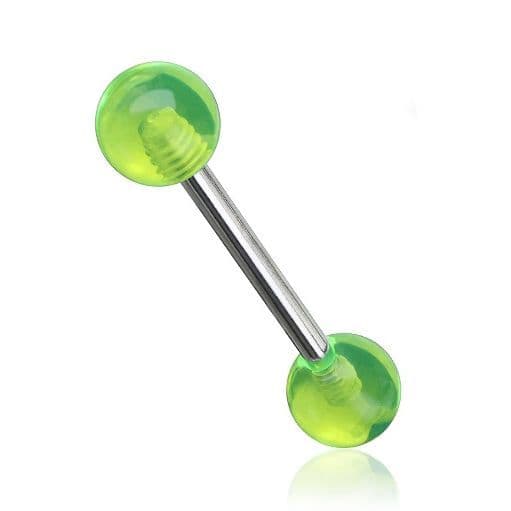 Piercing do jazyka (svítivě zelená)