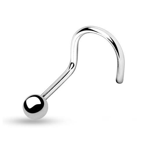 Zahnutý piercing do nosu (2 mm, kulička)