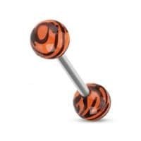 Piercing do jazyka  - zebrovaný (oranžová)