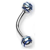 Piercing do obočí s proužky (modrá)