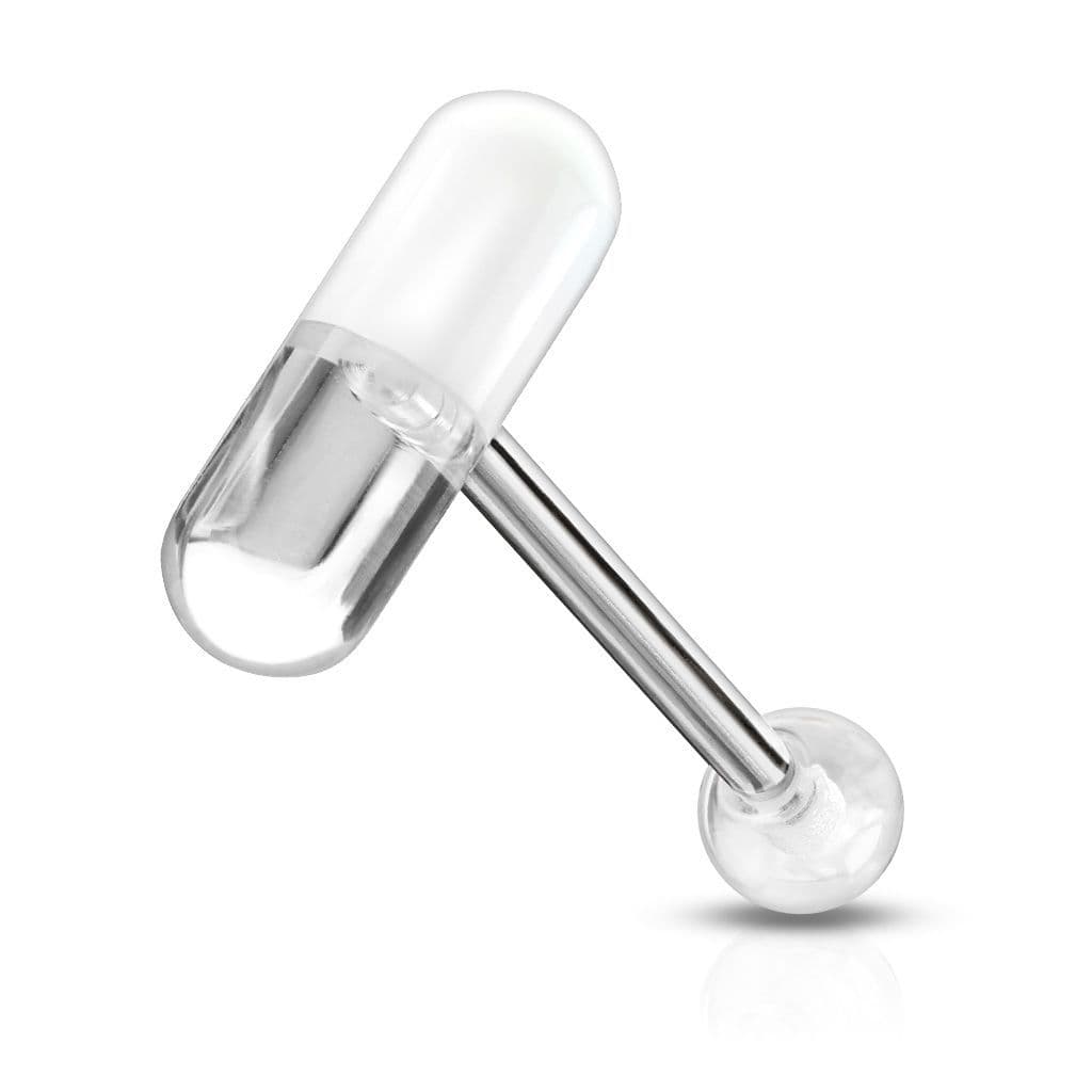 Piercing do jazyka - kapsle (čirá/bílá)