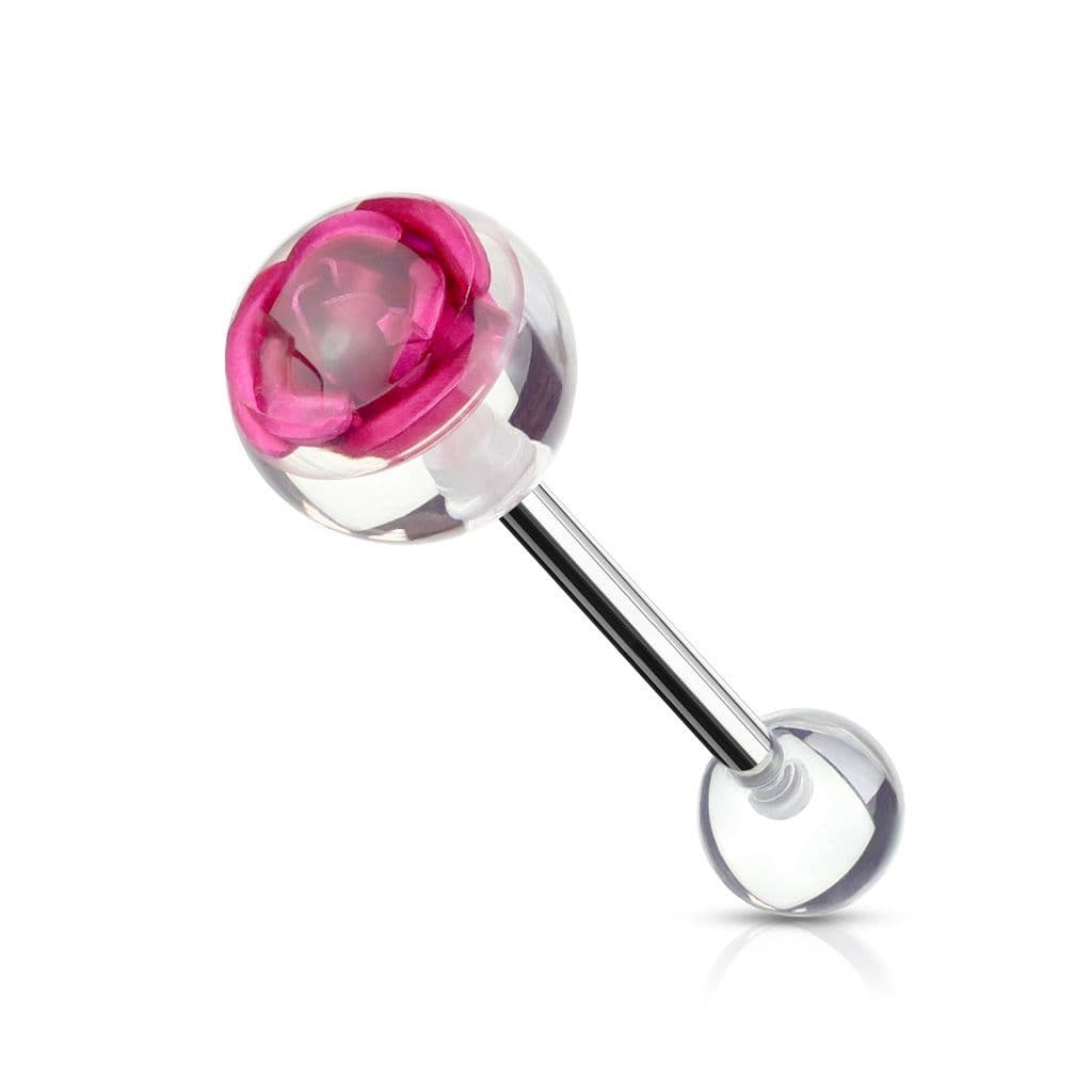 Piercing do jazyka - růže (růžová)