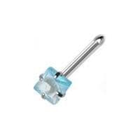 Piercing do nosu - čtvercový kamínek 3 x 3 mm (tyrkysová)