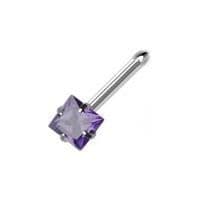 Piercing do nosu - čtvercový kamínek 3 x 3 mm (fialová)