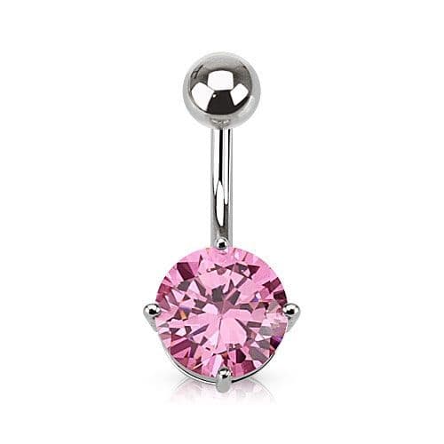 Piercing do pupíku, kámen 7 mm (růžová)