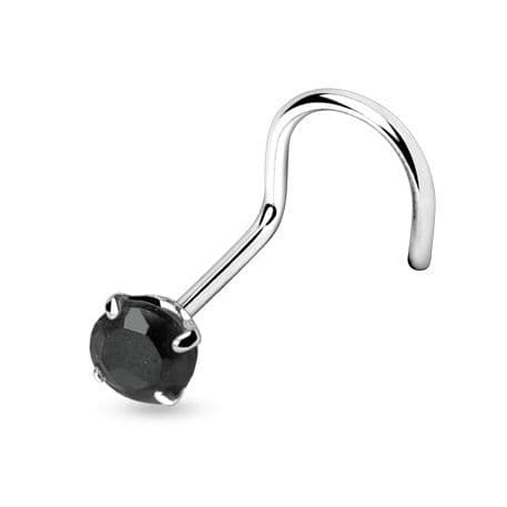 Stříbrný piercing do nosu - zirkon 3mm (černá)
