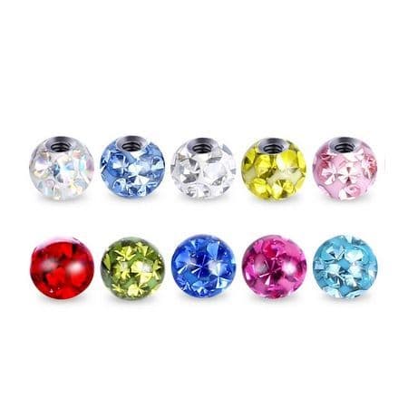Náhradní kulička s krystaly Swarovski, 3 mm, závit 1,2 mm (světle modrá)