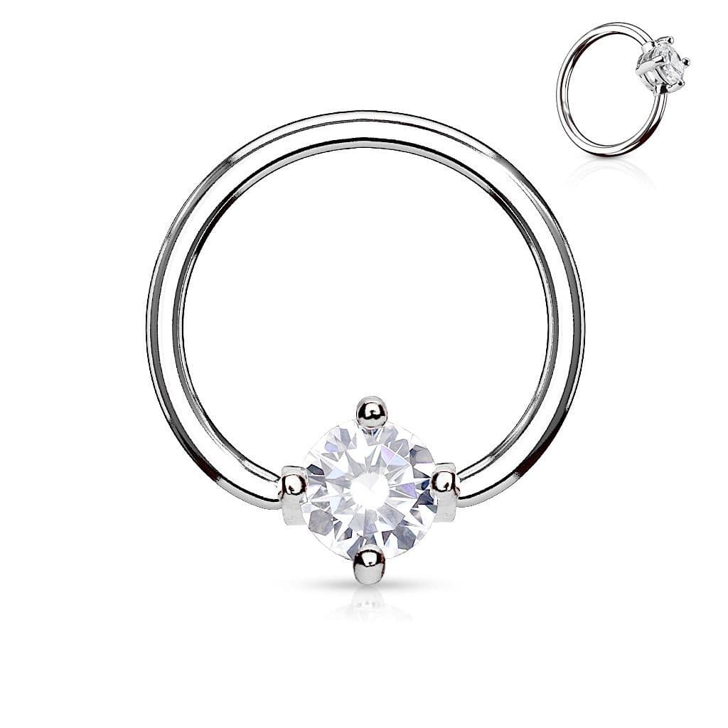 Piercing - kruh s kamínkem (čirá)