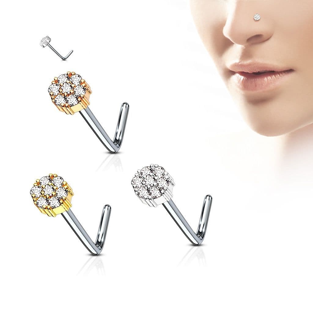 Zahnutý piercing do nosu (žluté zlato)