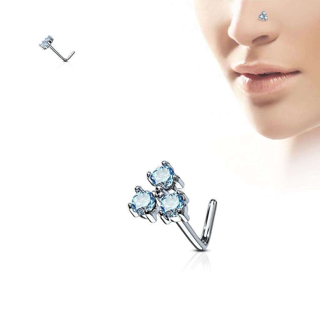Zahnutý piercing do nosu (tyrkysová)