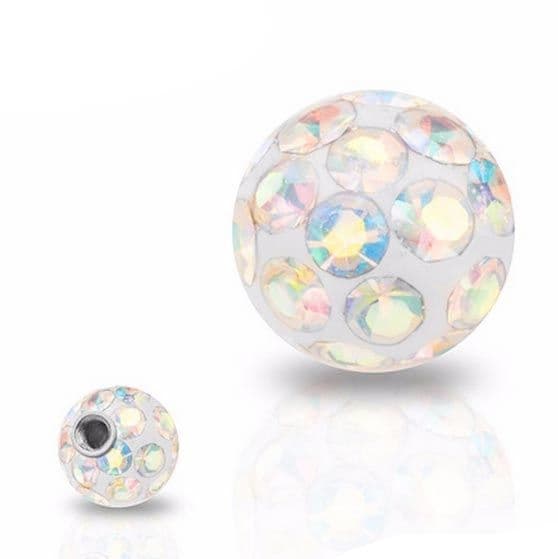 Náhradní kulička s krystaly Swarovski, 5 mm, závit 1,6 mm (duhová)
