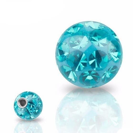 Náhradní kulička s krystaly Swarovski, 5 mm, závit 1,6 mm (tyrkysová)