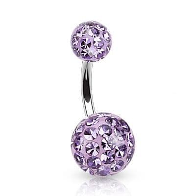 Piercing do pupíku zdobený krystaly Swarovski (světle fialová, 1,6 x 10 mm)
