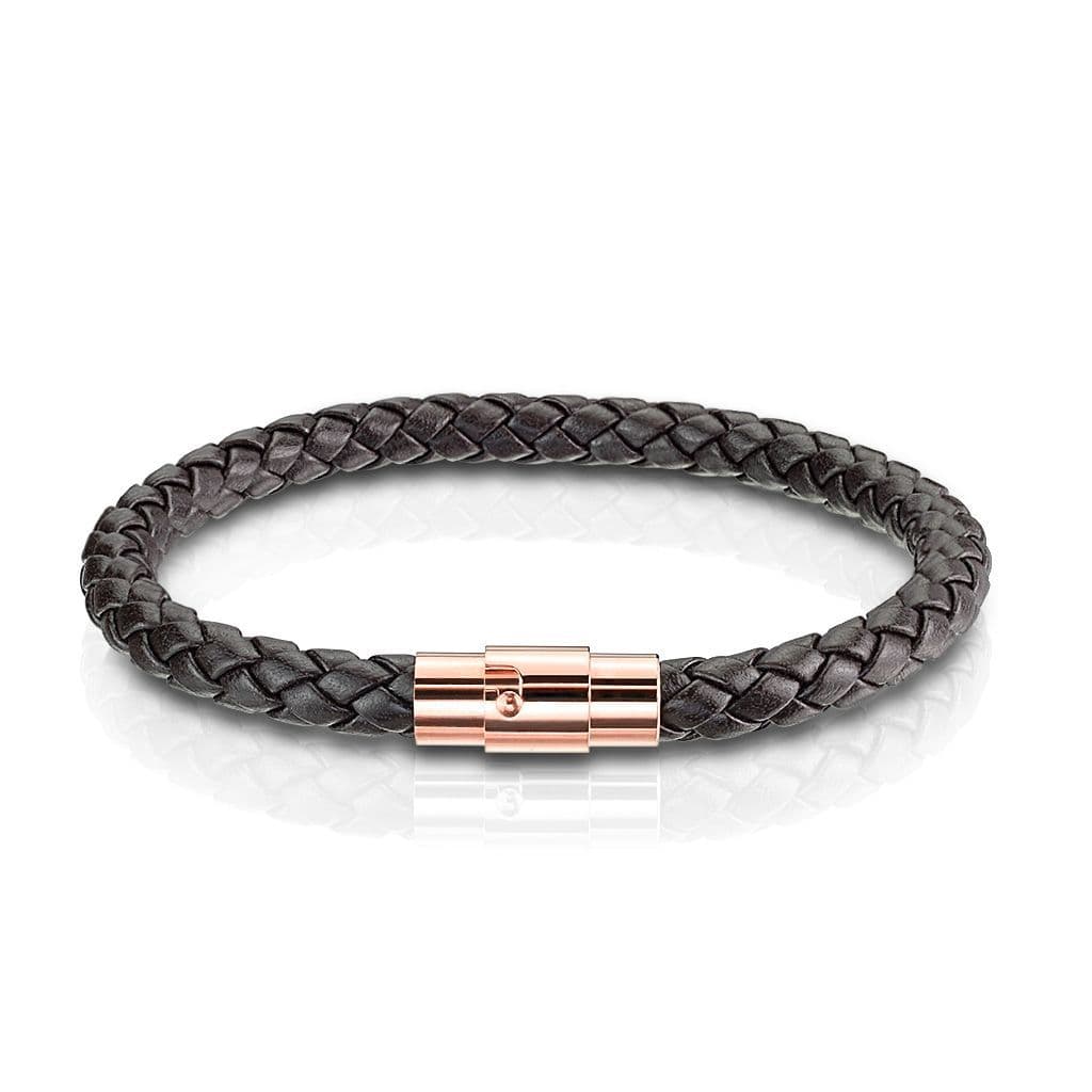 Kožený náramek proplétaný tmavě hnědý (19 cm)