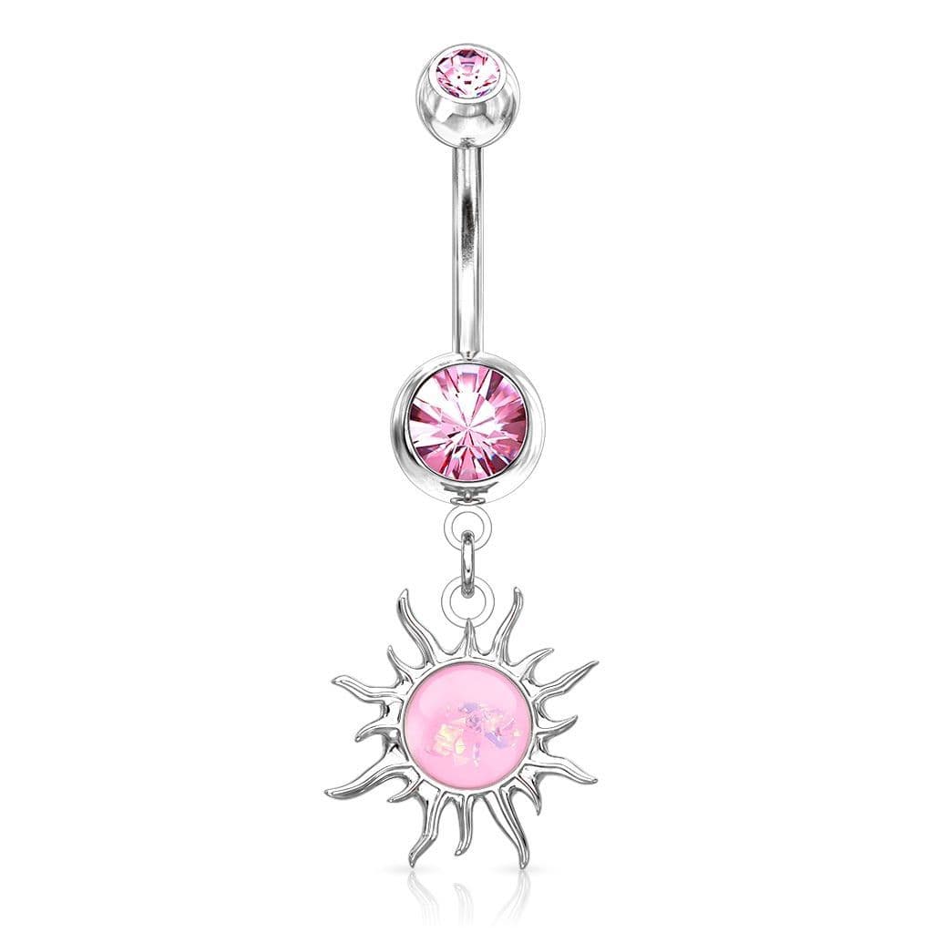 Visací piercing do pupíku sluníčko (růžová)