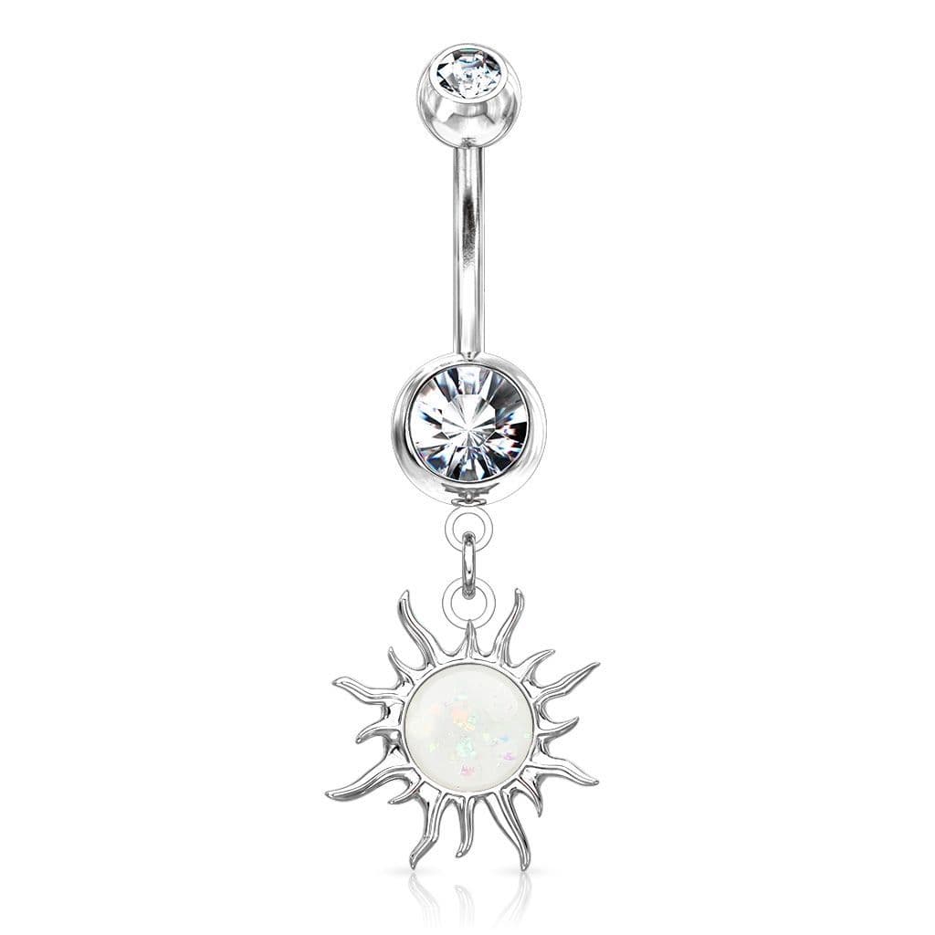 Visací piercing do pupíku sluníčko (čirá)