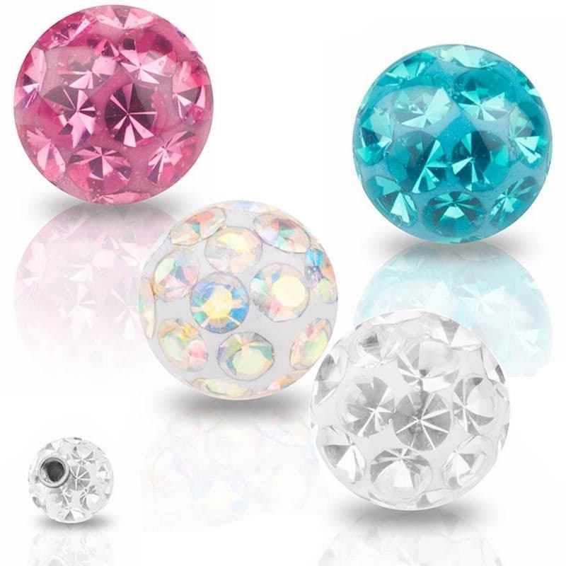 Náhradní kulička s krystaly Swarovski, 6 mm, závit 1,6 mm (tyrkysová)