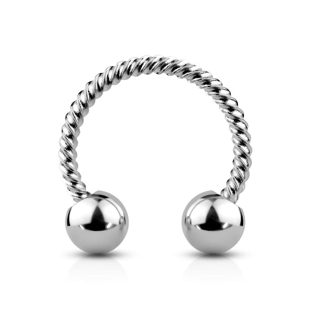 Piercing podkova vroubkovaná (1,6 x 12 mm, kuličky 5 mm)