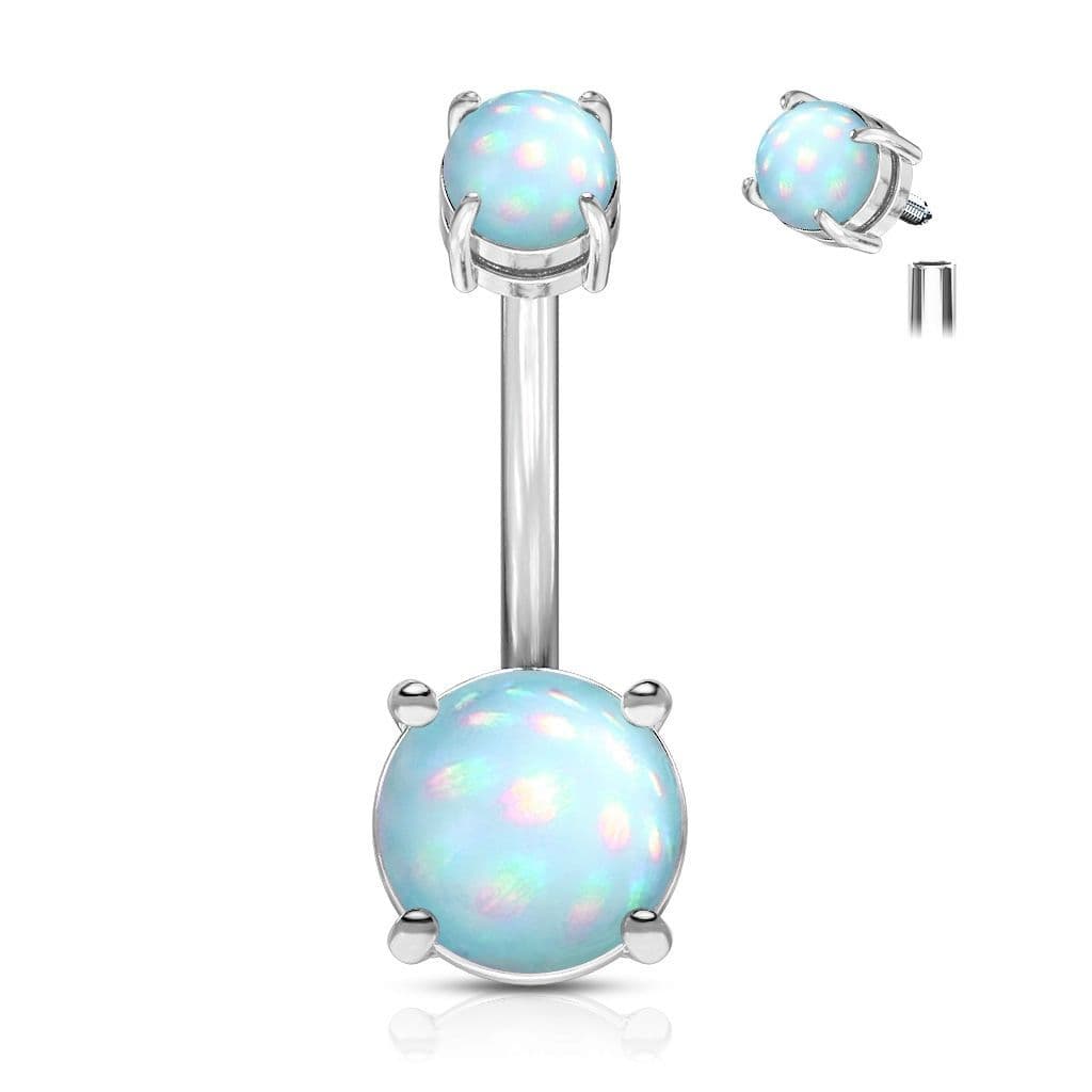 Piercing do pupíku, mléčné kameny (tyrkysová, 1,6 x 10 mm)