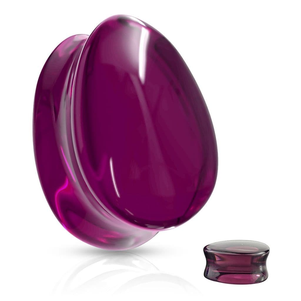 Skleněný plug do ucha slza fialová (8 mm)