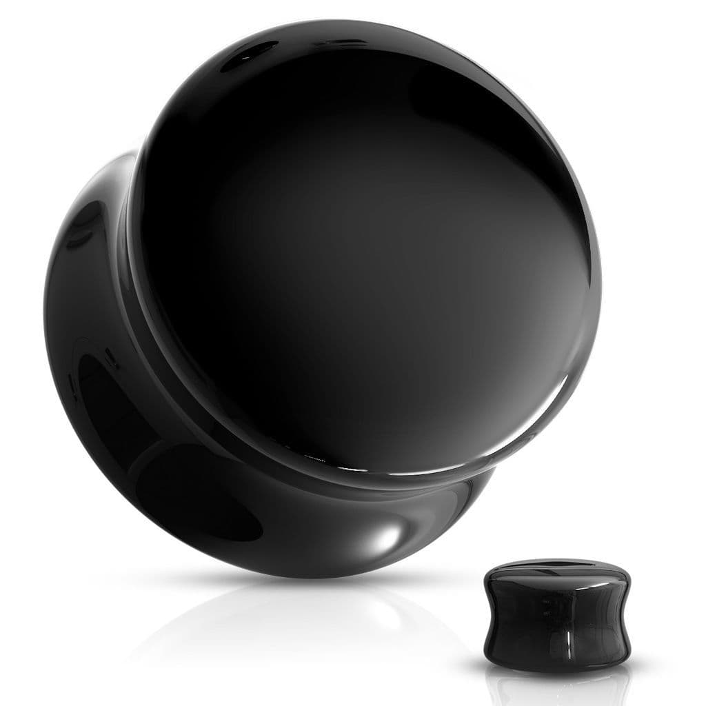 Skleněný plug do ucha černý (12 mm)