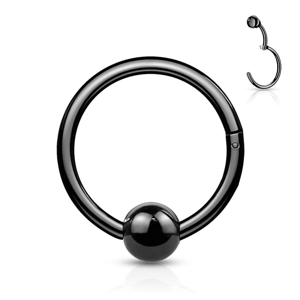 Piercing segment kruh s kuličkou (černá, 1,2 x 8 mm, 3 mm)