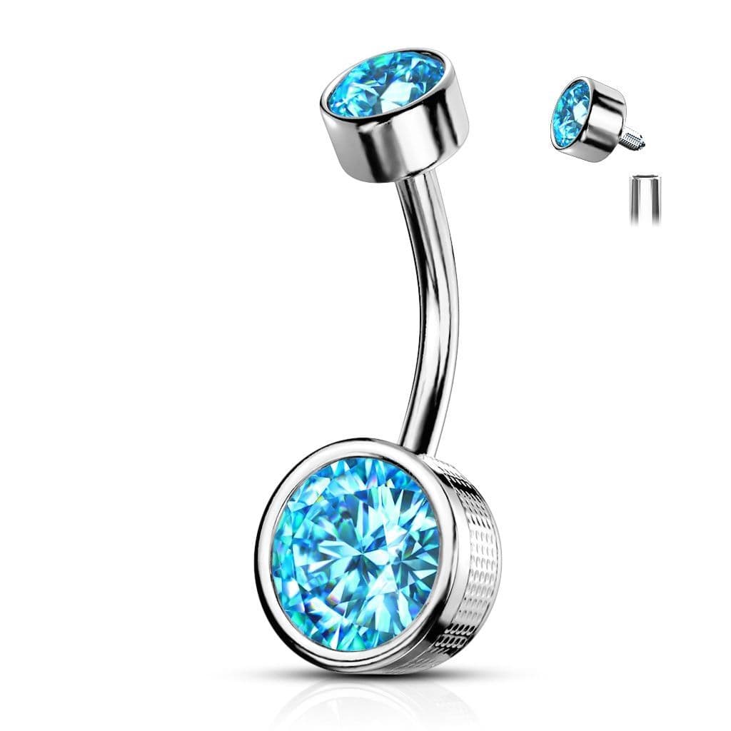 Piercing do pupíku (tyrkysová, 1,6 x 10 mm)