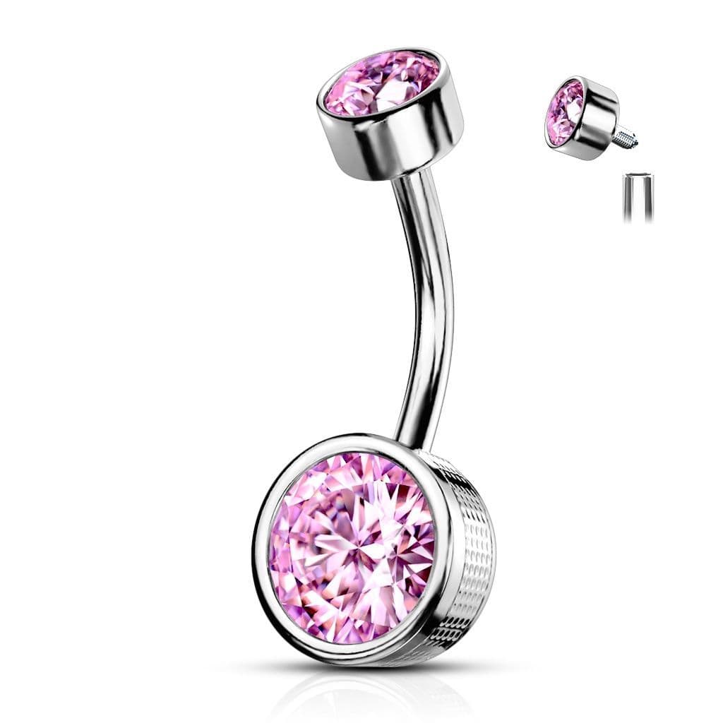 Piercing do pupíku (růžová, 1,6 x 10 mm)