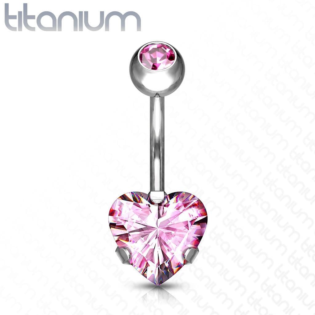 Piercing do pupíku srdce - TITAN (růžová)