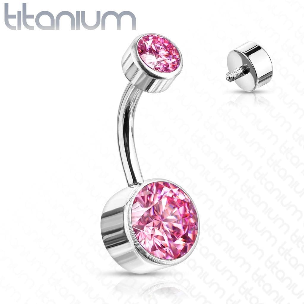 Piercing do pupíku - TITAN (růžová) kuličky 4 a 6 mm