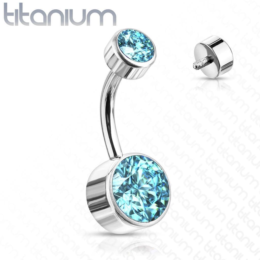 Piercing do pupíku - TITAN (tyrkysová) kuličky 4 a 6 mm