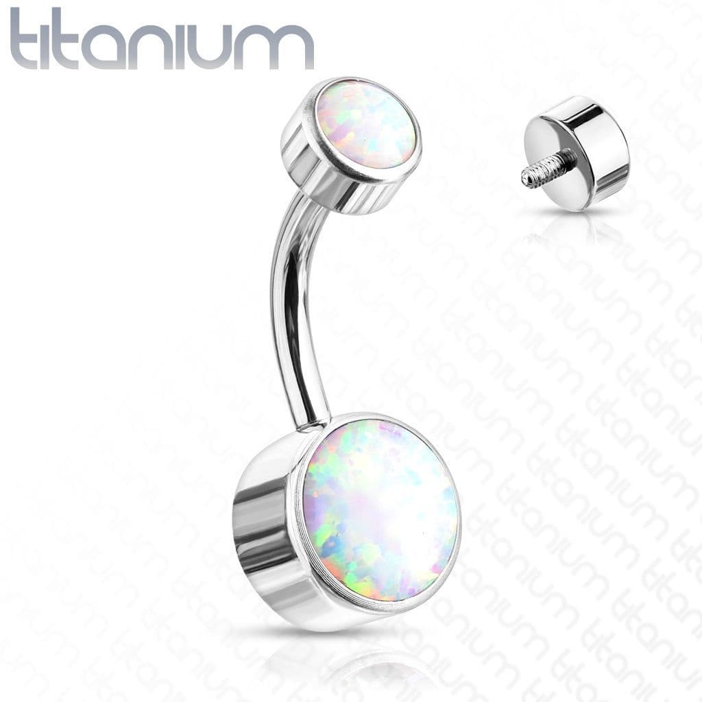 Piercing do pupíku - TITAN, opál (bílá)