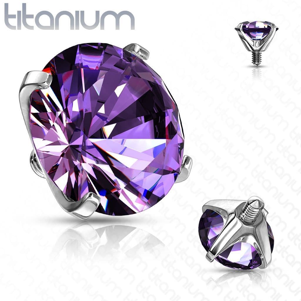 Náhradní kamínek k labretě TITAN, závit 1,2 mm, 3mm (fialová)