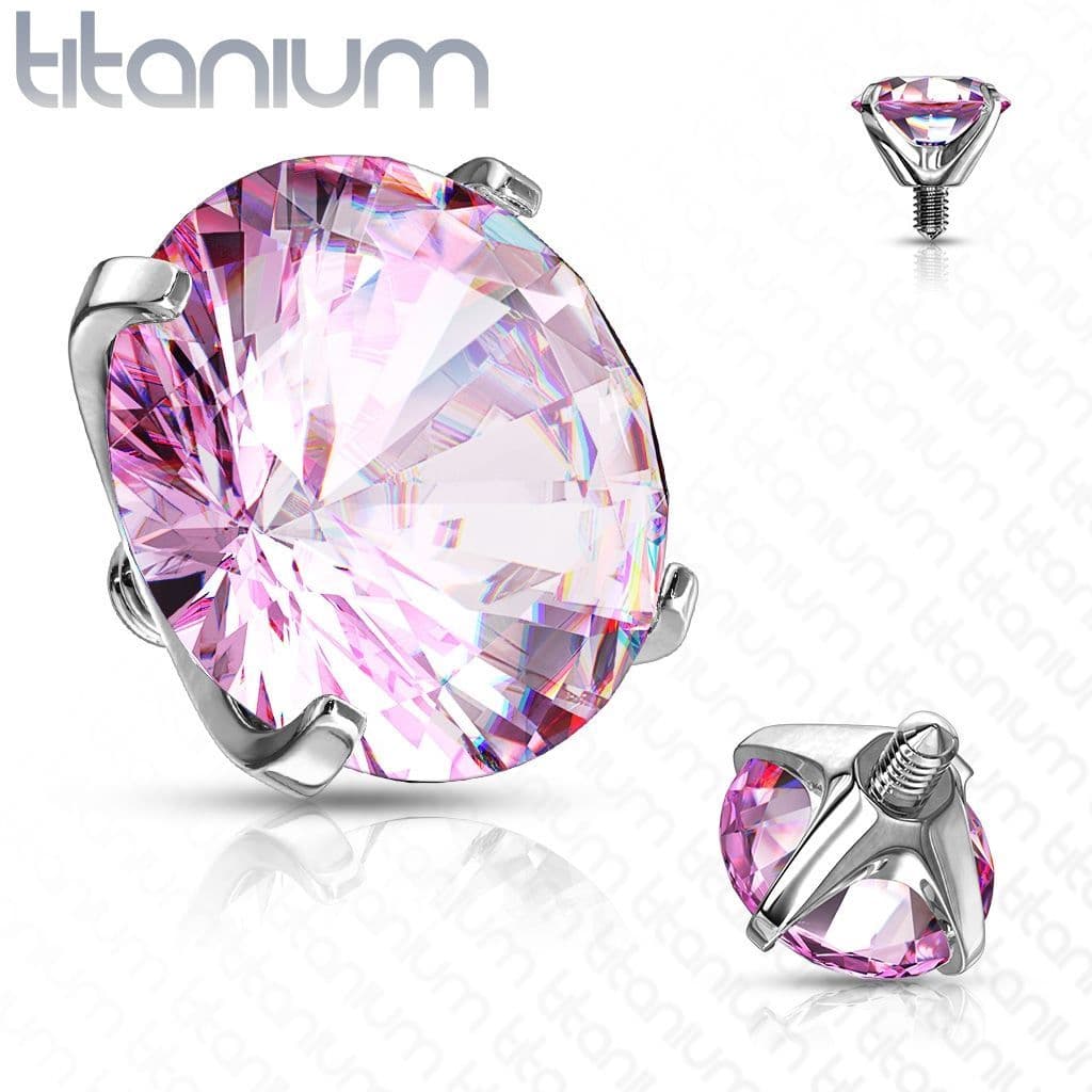 Náhradní kamínek k labretě TITAN, závit 1,2 mm, 3mm (růžová)